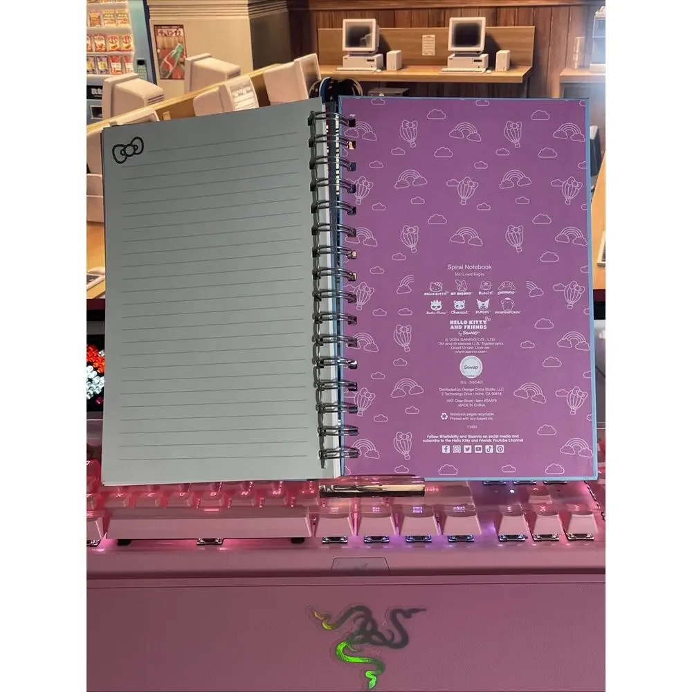 Hello Kitty & Friends Notebook Journal Spiral 2024 Sanrio Clear Skies Hard Cover